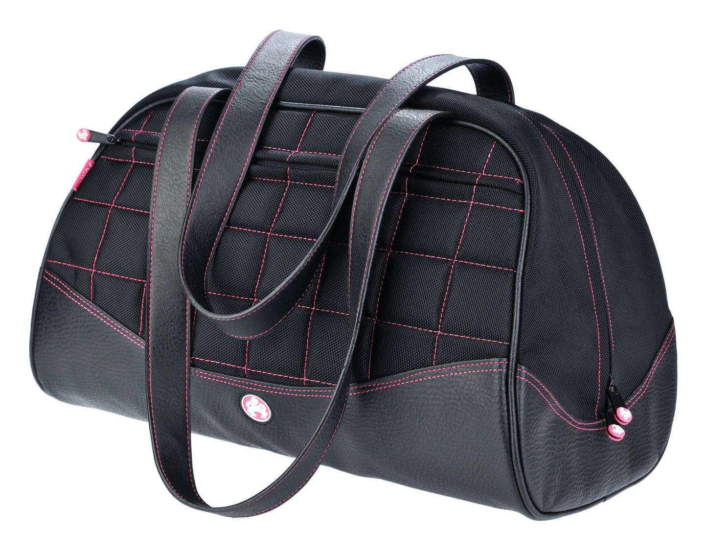 Medium Sumo Duffel (Black with Pink Stitching)