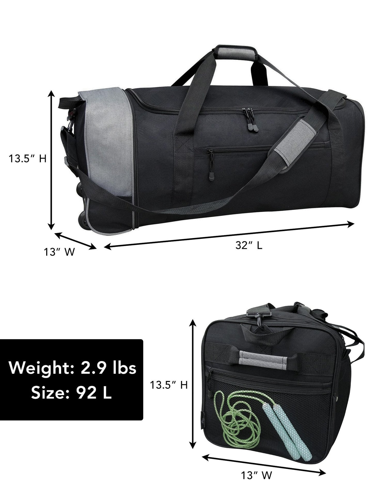 32" Collapsible Rolling Duffel (Available in 2 colors)