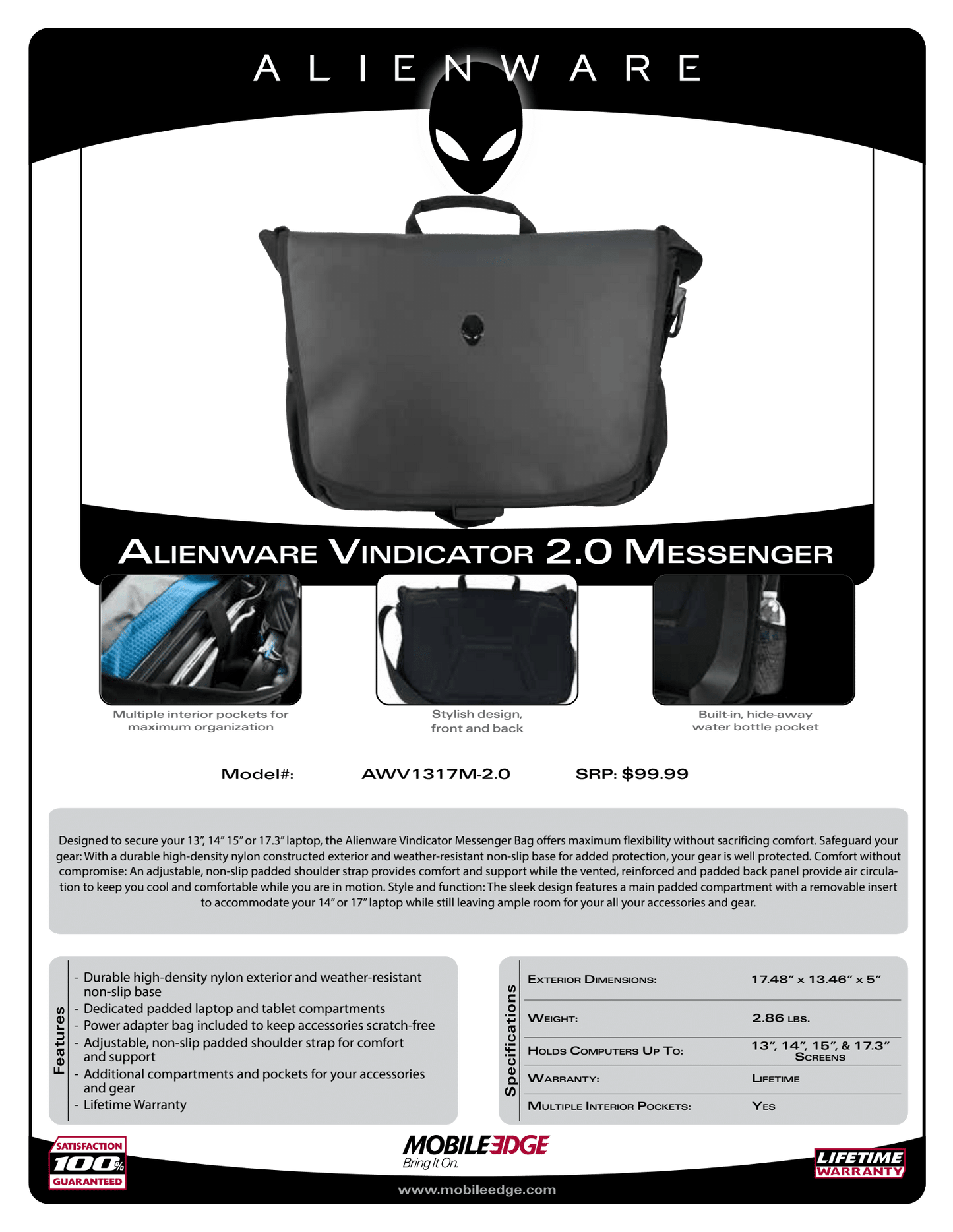 Alienware Vindicator 2.0 Messenger Bag