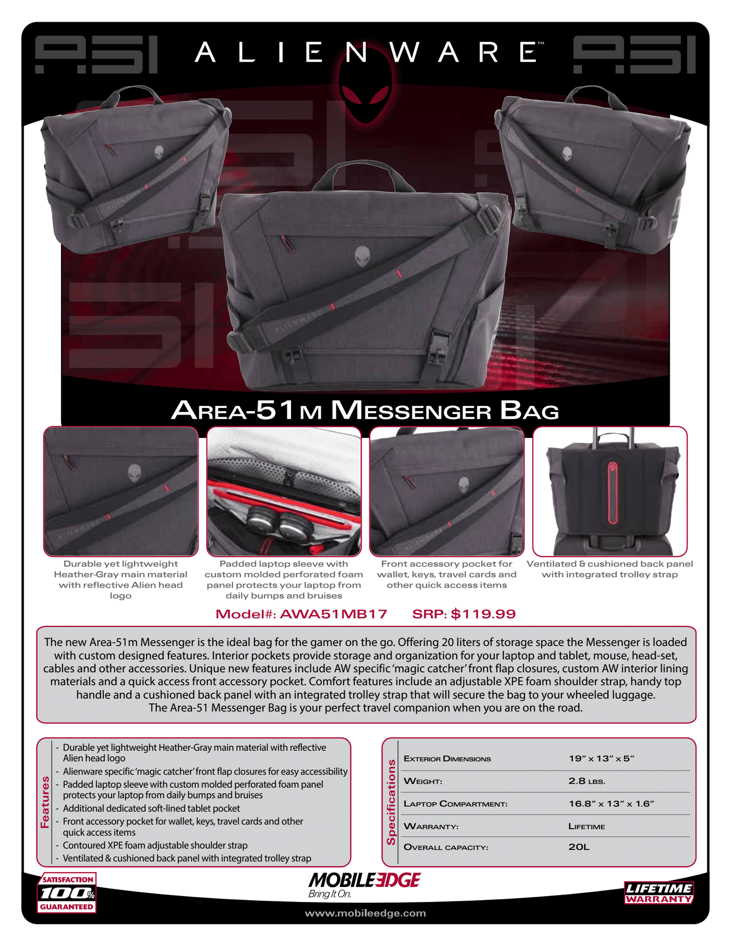 Alienware Area-51m 17" Messenger Bag