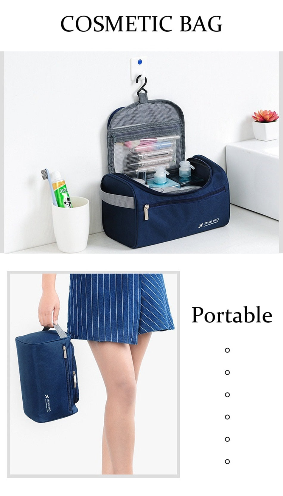 UOSC Men Hanging Cosmetic Bag Business Makeup Case Women Travel Make Up Zipper Organizer Storage Pouch Toiletry Wash Bath Kit