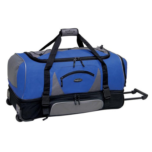 30" Adventure 2-Section Drop-Bottom Rolling Duffel Bag (Available in 3 colors)